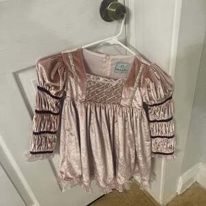 Petite Maison Kids Pink Velvet Rhinestone Dress - Princess Style 4t vintage